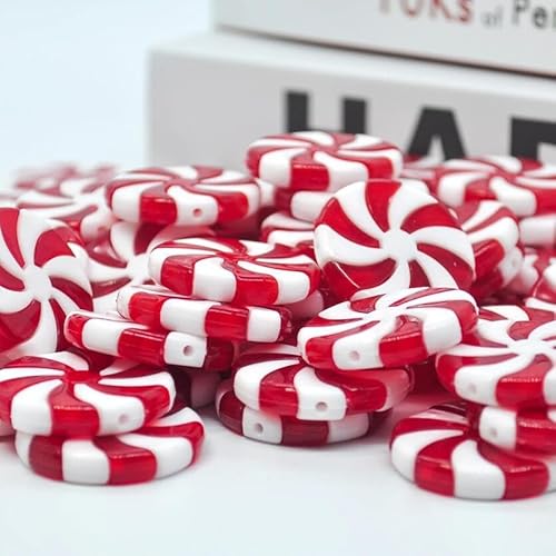 50pcs Peppermint Christmas Ornaments Christmas Candy Cane Fake Peppermints Plastic Peppermint Candy for Crafts Christmas Tree Peppermint Ornaments for Peppermint Decor Peppermint Candy Decorations