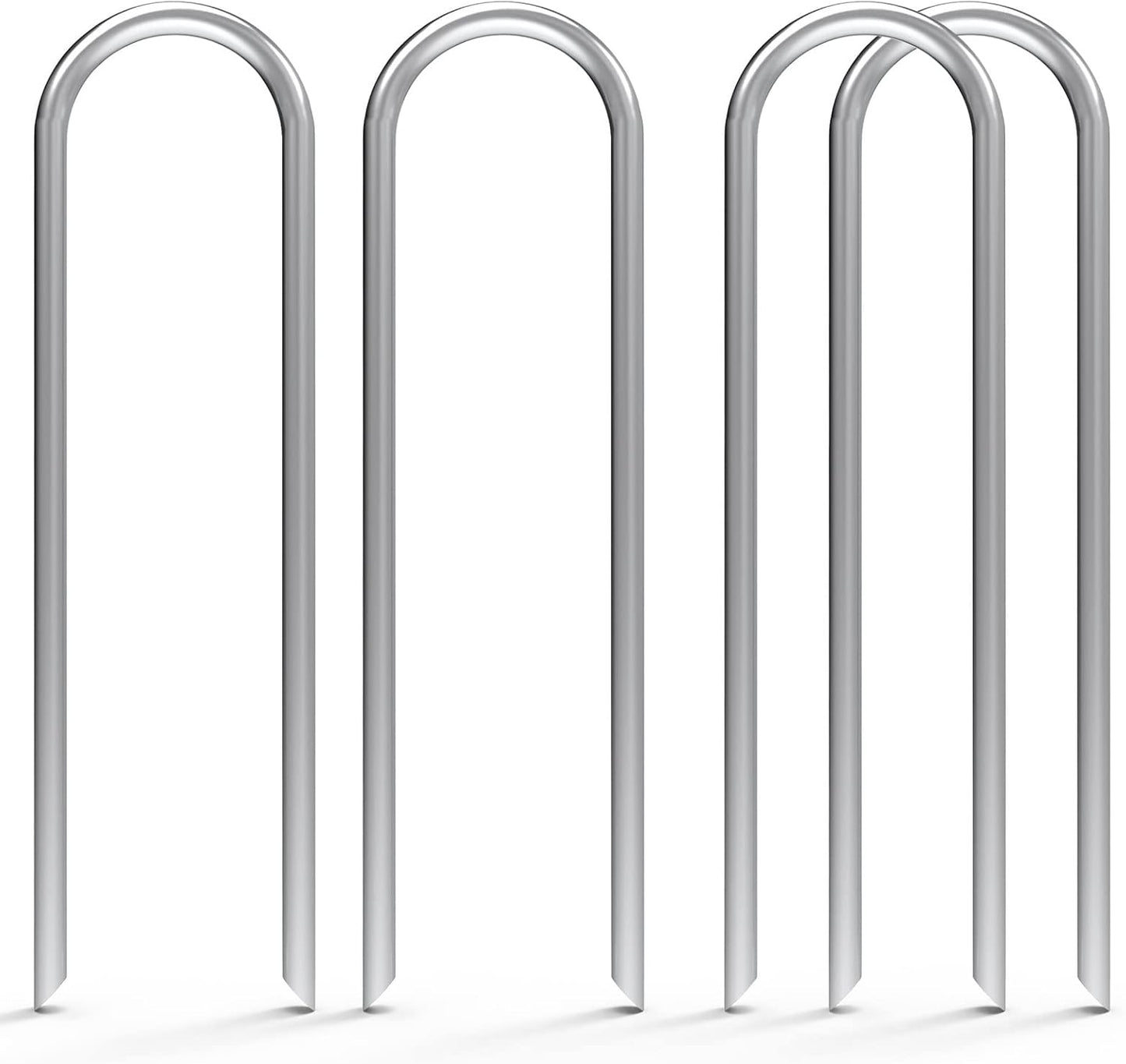 MySit 6-Inch U-Shaped Garden Stakes - Heavy Duty 11 Gauge Galvanized Landscape Staples for Soaker Hoses & Fencing