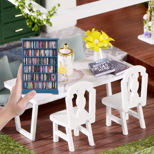 DIYDEC Mini Bookshelf - 180pcs Miniature Blue Books for Home Decor | Perfect Gift for Book Lovers