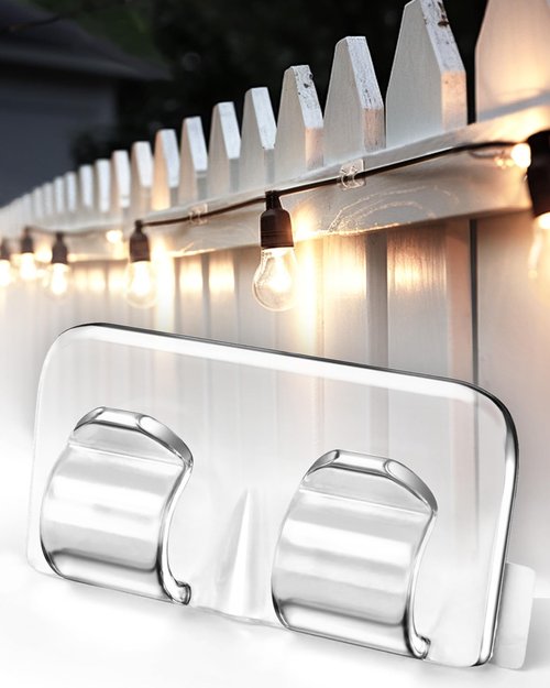 Hetyue Outdoor Light Clips Clear 20pcs: Hooks for Outdoor String Lights for Hanging Heavy Duty Patio Fence Balcony Inside Waterproof UV-Resistant Cable Clips