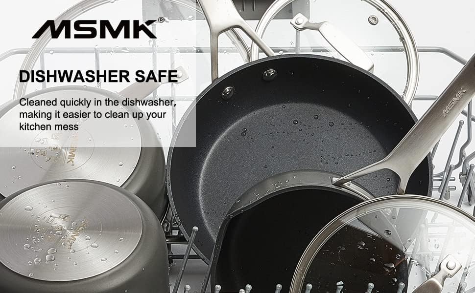 MsMk 7-Inch Nonstick Frying Pan - Scratch-Resistant Induction Skillet with Lid | Oven Safe to 700°F