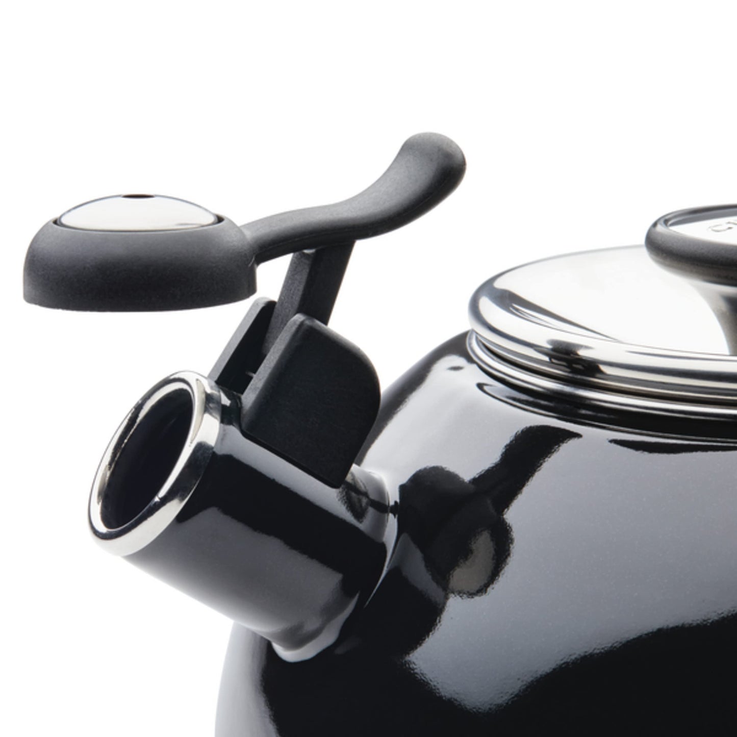 Circulon Enamel on Steel Whistling Induction Teakettle, Tea Kettle for Stovetop with Flip-Up Spout, 2-Quart, Black