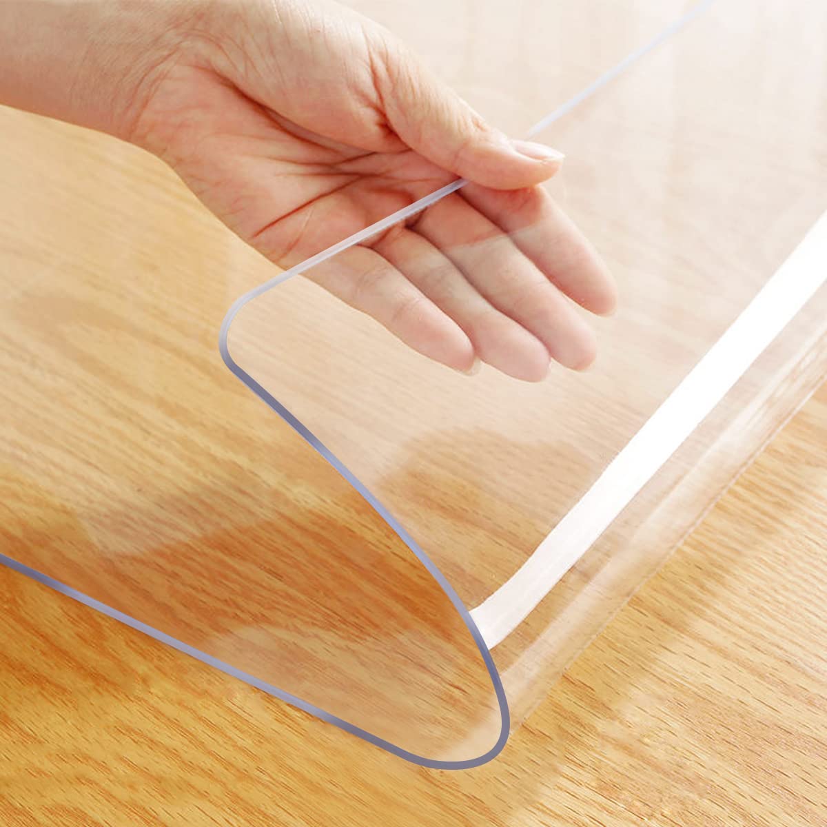 Wipeable Multi-Size Clear Plastic Tablecloth Waterproof Crystal Vinyl PVC Rectangle Dining Coffee Table Mat Pad Wood Glass Marble Furniture Screen Protector PVC Cover Mat Polyester 36x72"6ft Heatproof