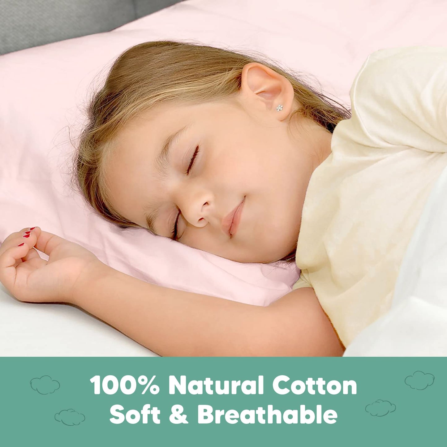 KeaBabies 13 x18 Toddler Pillowcase, Waterproof - Soft Waterproof Toddler Pillow Protector Cover for Kids, Boys, Girls, Durable Machine Washable, Small Travel Pillow Sold Separately (Mist Pink)