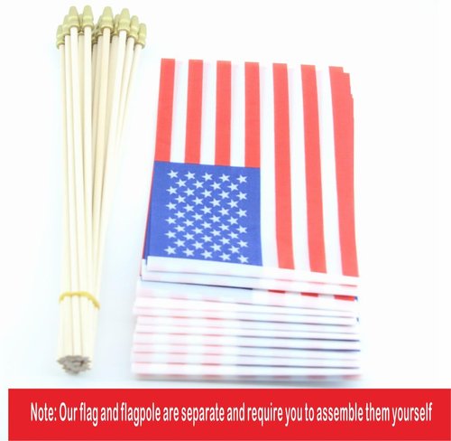 20 Pack USA Flags American Stick Flag Small Mini Handheld Flags for July 4th Independence Day&Memorial Day Decorations,（ 5 × 8inches）, essential for parties and celebrations ﻿