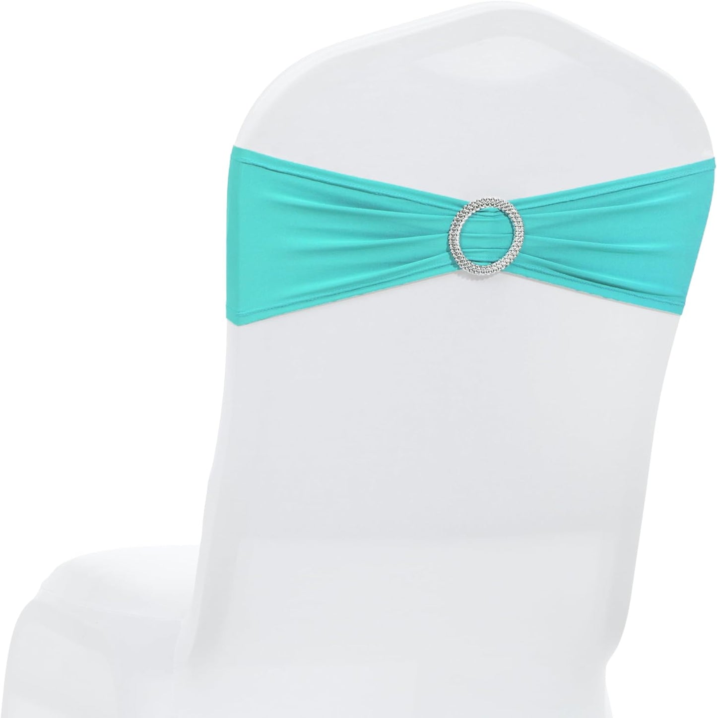 MDS Spandex Chair Sashes - Premium Stretch Covers with Buckle Slider | Universal Fit for Weddings & Events - Aqua Blue