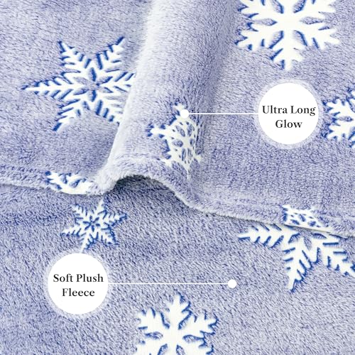 Pavilia Glow in the Dark Blanket, Blue Snowflake Gift for Kids, Soft Plush Fleece Kids Blanket for 1-10 Year Olds, Birthday, Christmas, Room Decor, 50x60