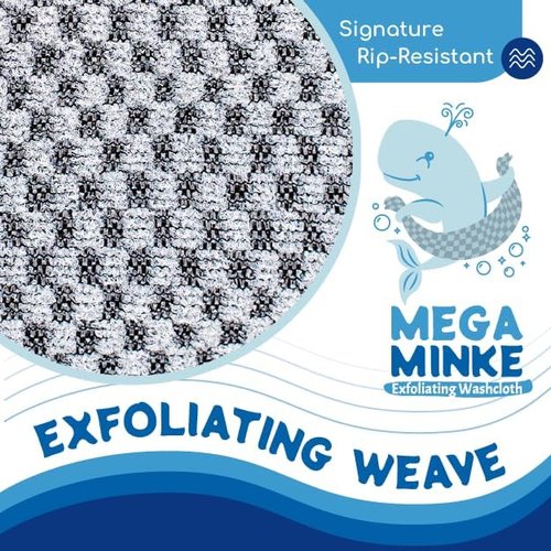 JJ KENT MEGA Minke Exfoliating Washcloth - Reusable Body Scrubber for Soft Skin | Large, Rip-Resistant Design