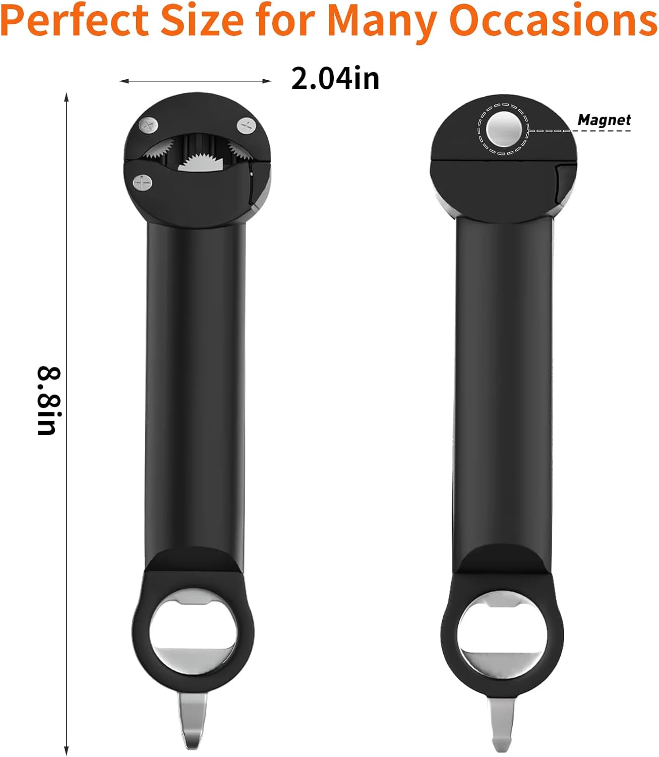 Skiennix 7-in-1 Jar Opener - Multifunctional Magnetic Bottle & Can Opener for Seniors | Black