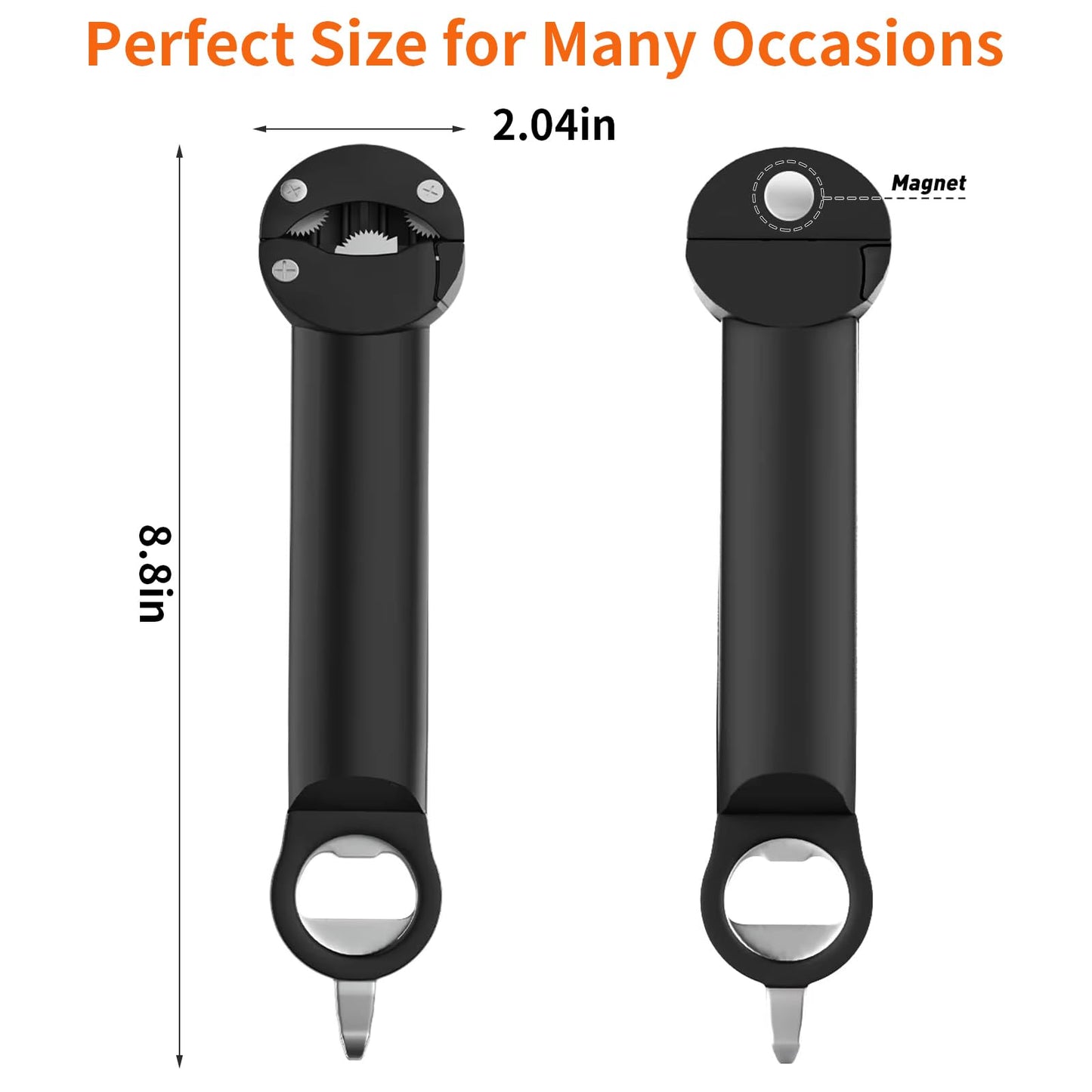 7 in 1 Jar Opener, Multifunctional Retractable Bottle Opener, Magnetic Can Opener, Suitable for Elderly People with Hand Weakness, Arthritis, Weak People, Kitchen Lid Opener, Black