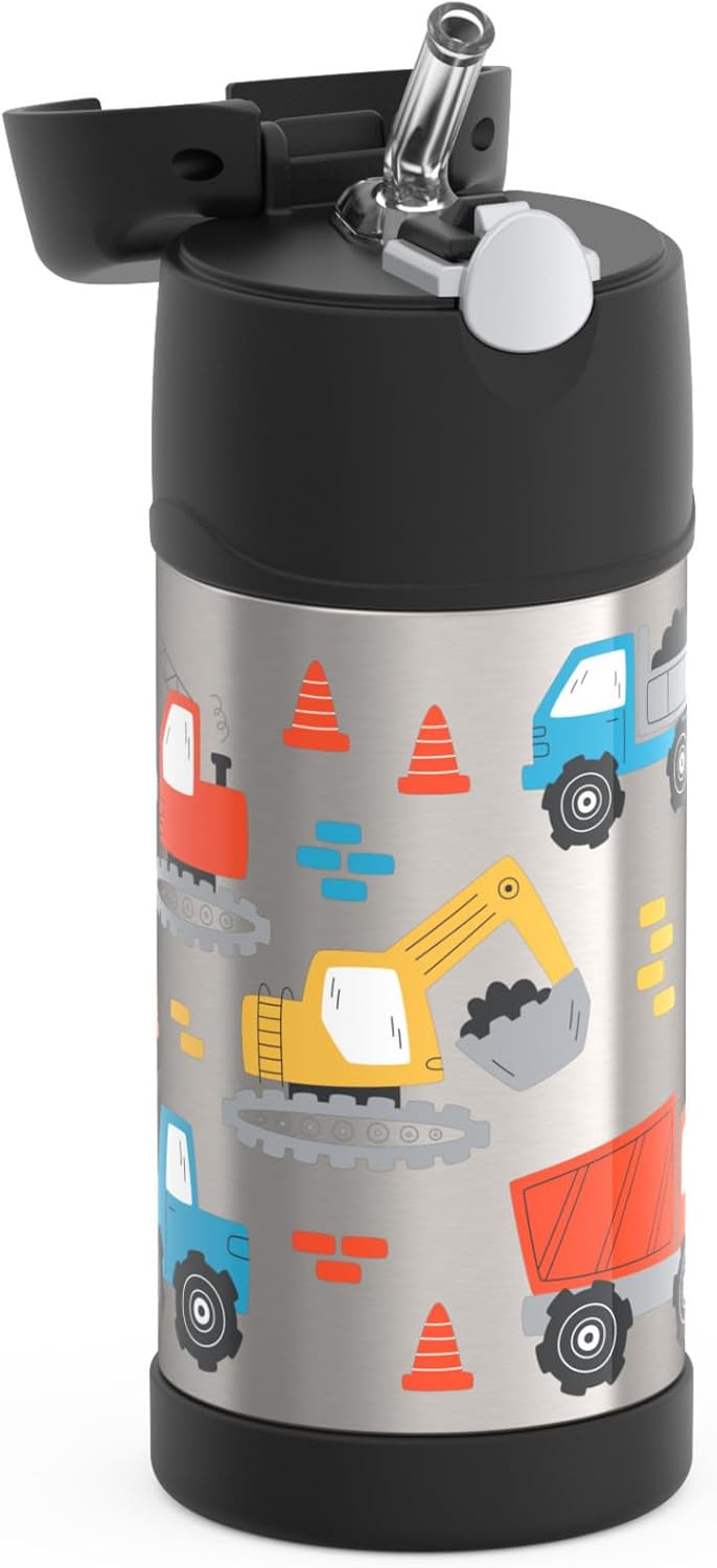 THERMOS FUNTAINER Water Bottle - 12 Ounce Stainless Steel Insulated Kids Bottle with Straw