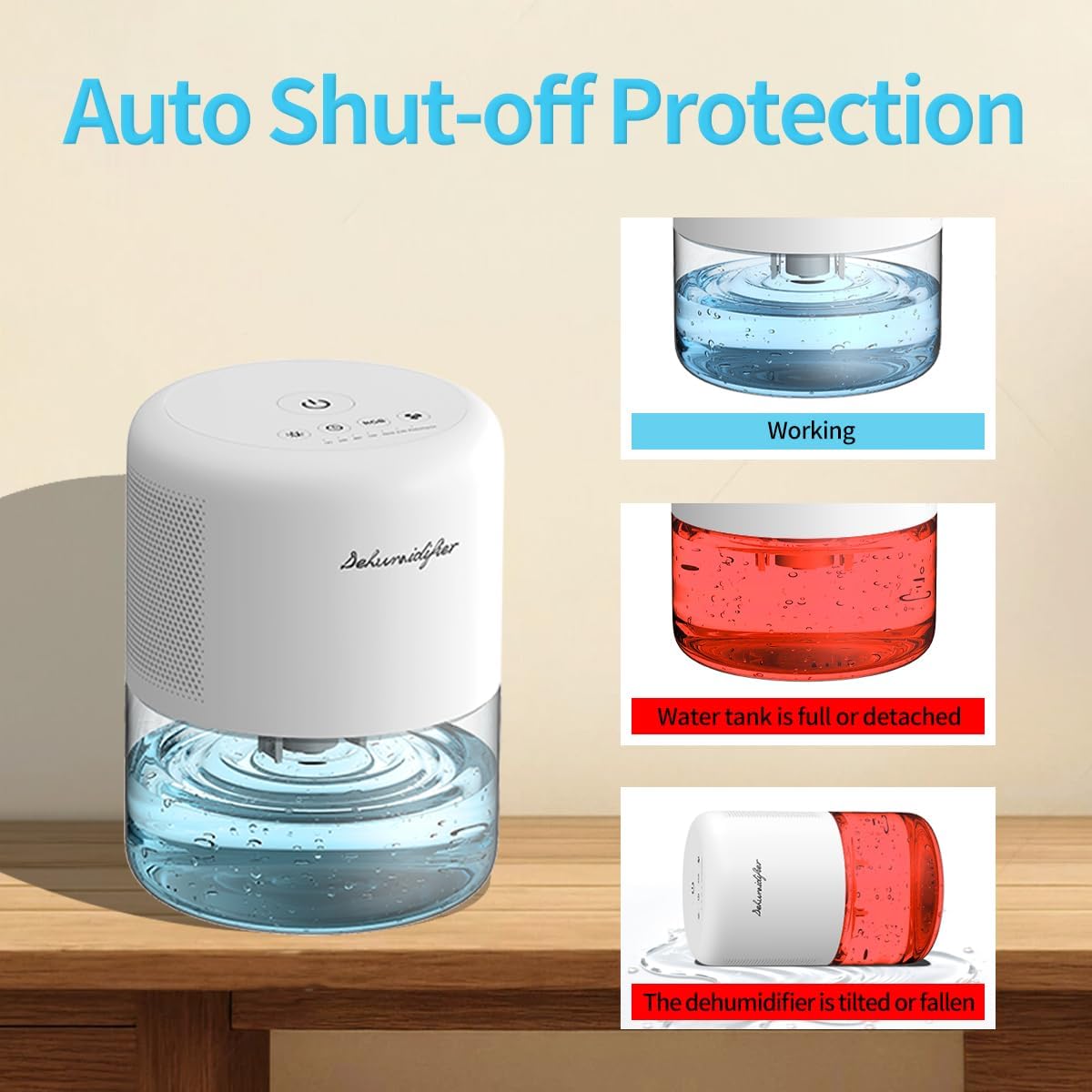 Skiennix Dehumidifier - Compact & Quiet 44oz Water Tank | Auto Defrost, 10 Colors, 4 Timer Options