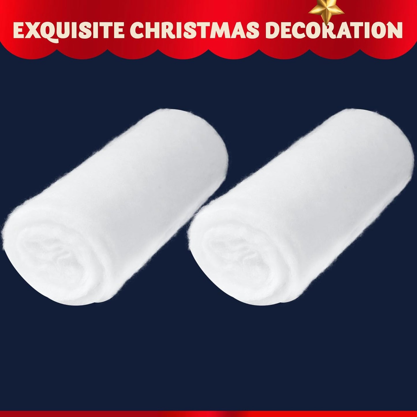 JOYIN Christmas Snow Blanket Roll - Thick White Soft Fake Snow Cover for Holiday Decor | 15In x 10Ft, 2PCS