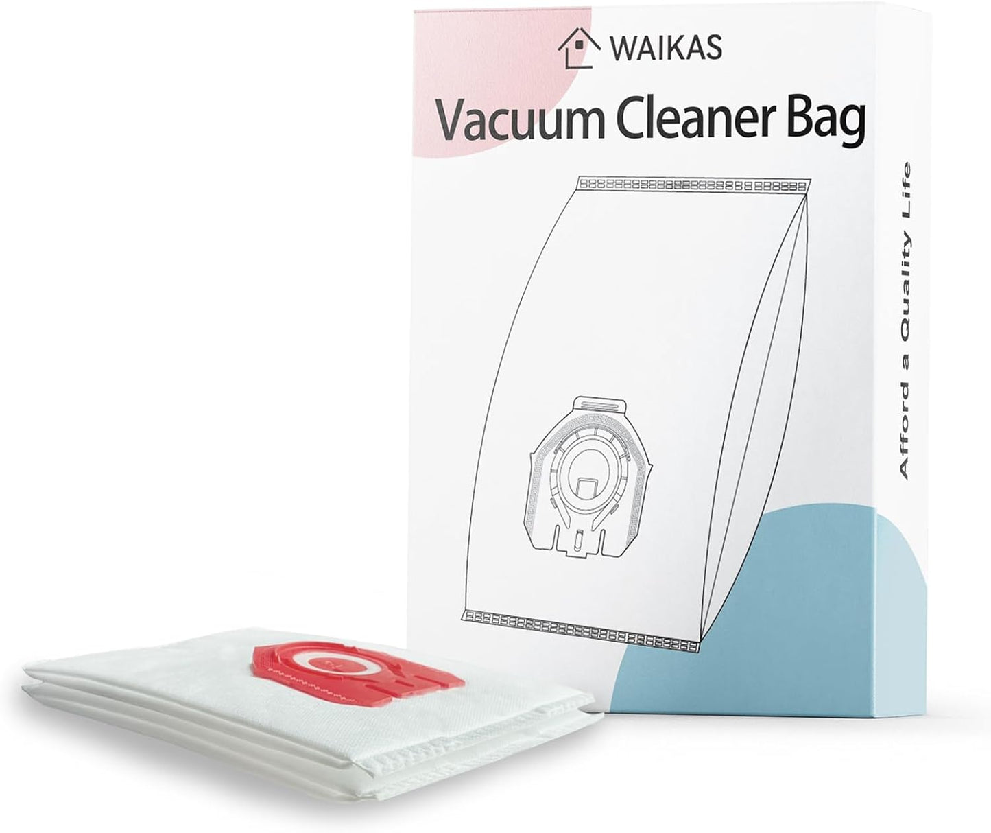 WAIKAS AirClean 3D Vacuum Cleaner Bags - Pack of 2 for Miele FJM/GN Vacuum Models | Red