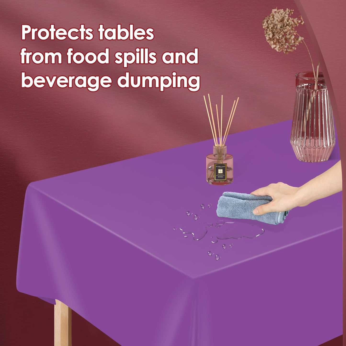 Xnluothsk Purple 5 Pack 54 x 108 Inch Plastic Tablecloth Disposable Tablecloth for Rectangle Table, Party Plastic Table Cloth