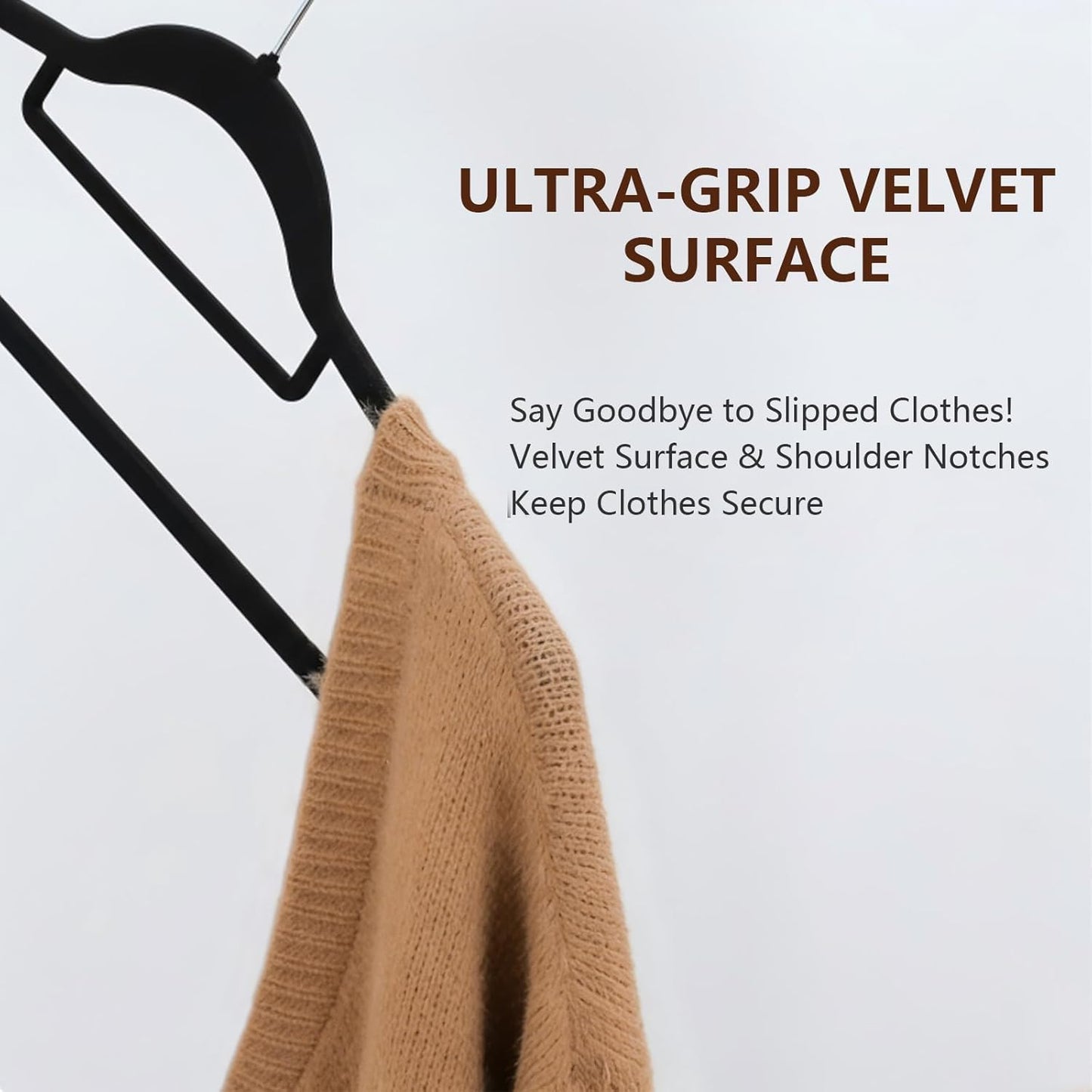 Skiennix Velvet Hangers - 50 Pack Heavy Duty Non-Slip Space-Saving Coat Hangers | Black with 360° Rotating Hook