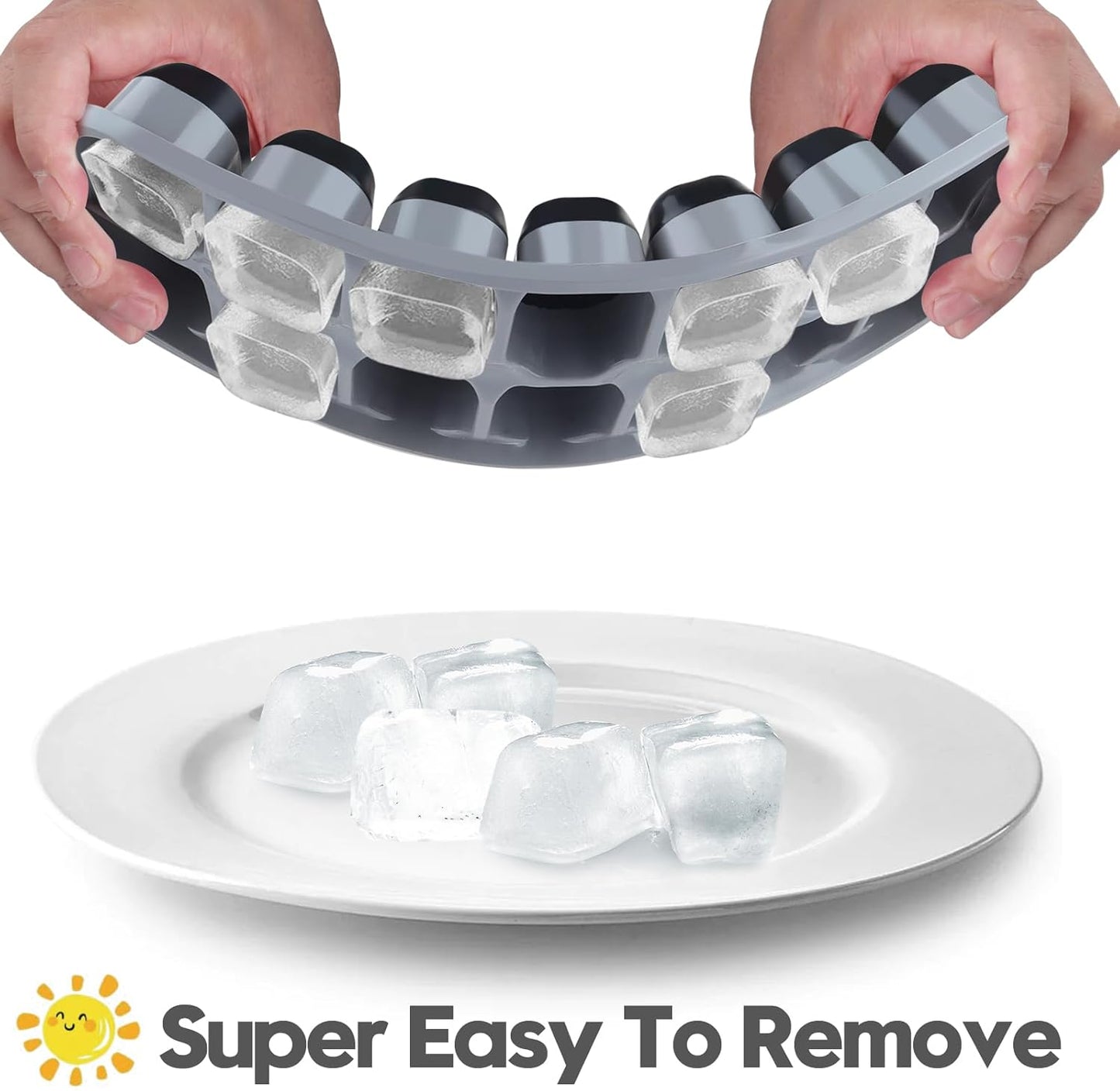Skiennix Silicone Ice Cube Tray - Easy-Release 4 Pack with Spill-Resistant Lids | Stackable Design for Freezer