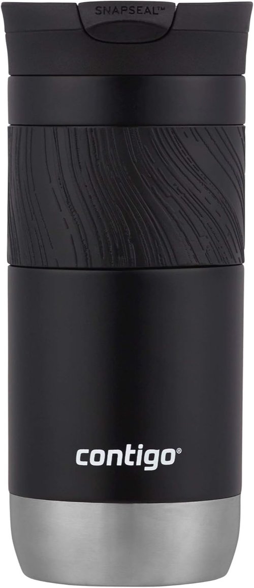 Contigo Byron Travel Mug - Vacuum-Insulated Stainless Steel | 16oz Licorice, Leak-Proof & BPA-Free