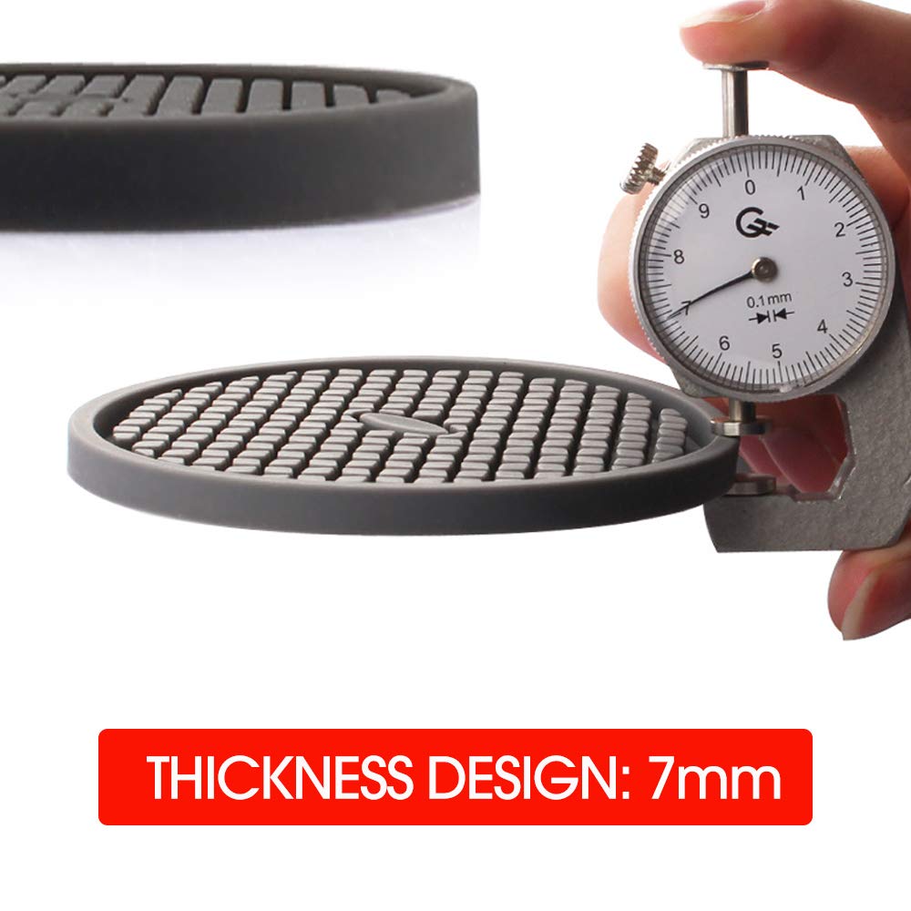 ME.FAN Silicone Coasters [6 Pack] Thickened Drink Coasters with Holder - Cup Mat - Non-Slip, Non-stick, Stay Put, Deep Tray - Prevents Furniture and Tabletop Damages