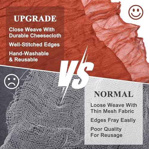 Asee'm Cheesecloth Table Runner 120 Inches Long Terracotta Boho Gauze Cheese Cloth Runner 10FT Rustic Sheer Fall Table Runners for Thanksgiving Christmas Wedding Party Baby Shower Decoration