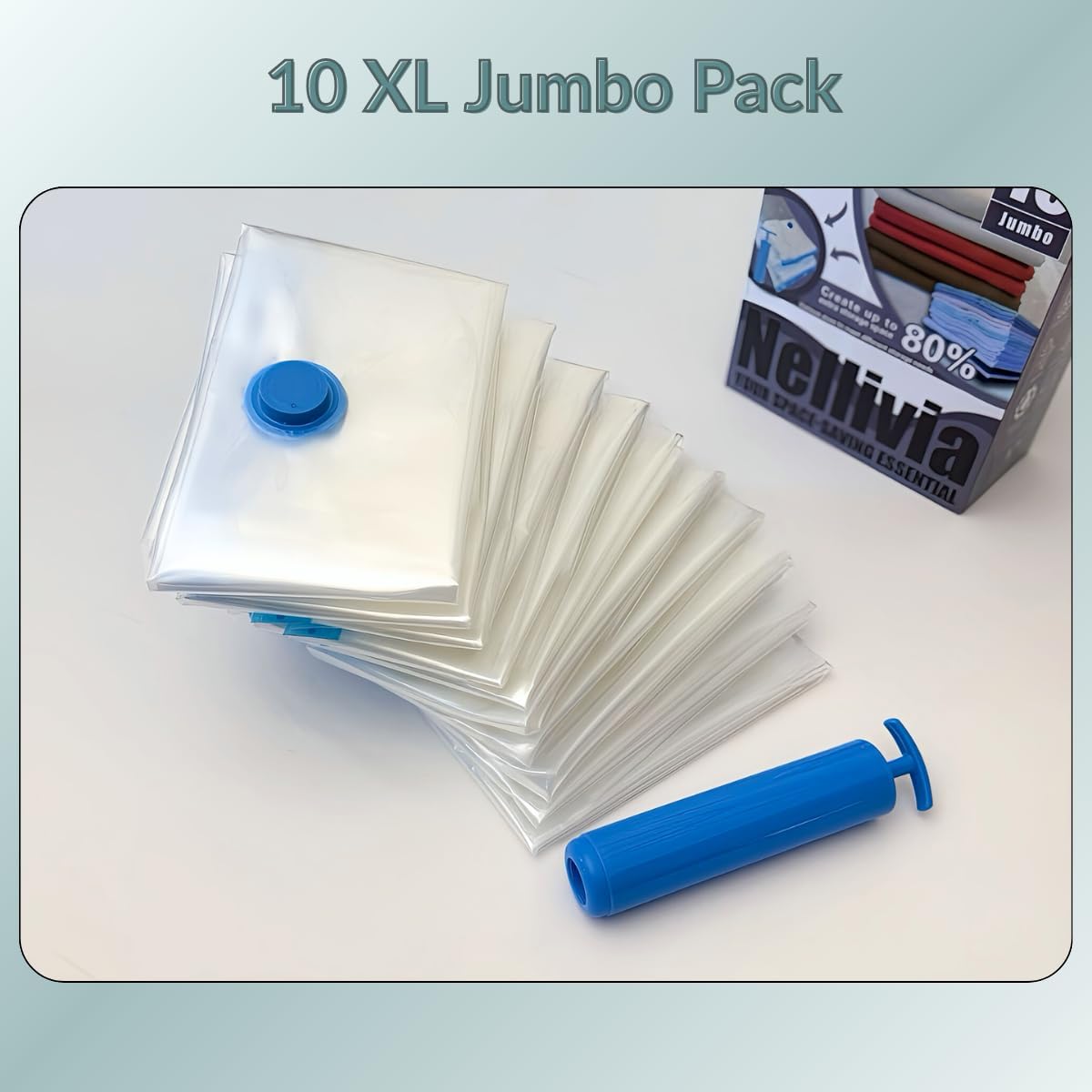 Skiennix 10 XL Jumbo Vacuum Storage Bags - Extra Large Compression Space Saver for Bedding & Clothing