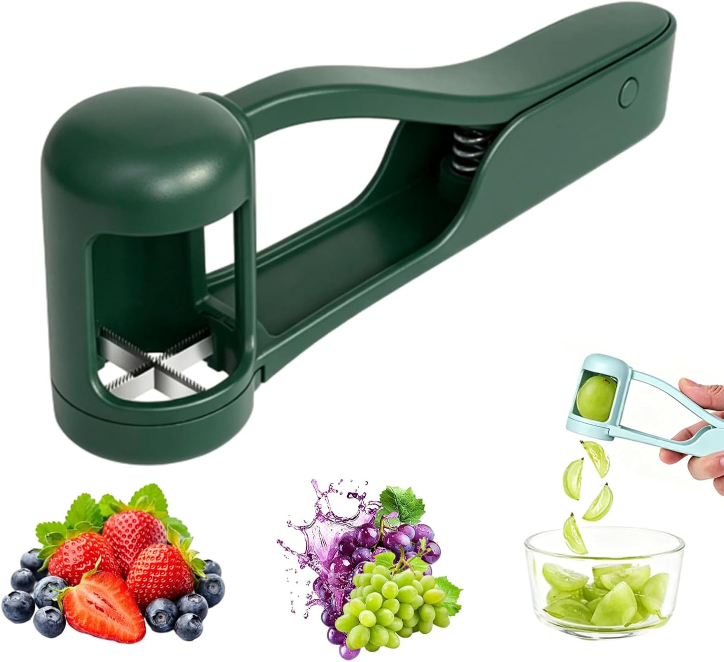 Skiennix Grape & Cherry Tomato Cutter - One-Second Handheld Fruit Slicer for Small Fruits (D)