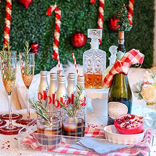 Red & White Striped Paper Straws Bulk 100pcs – 7.75in Disposable Kraft Straws, NBYILONG