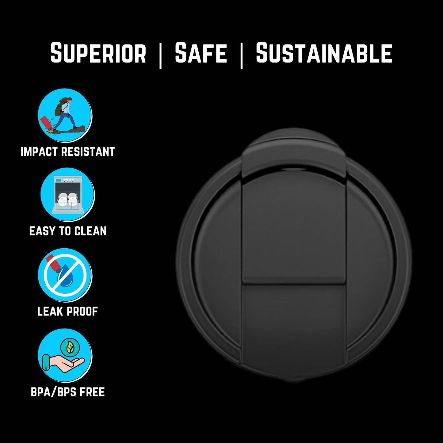 NuRich The Original Hydro Wide Mouth Flip and Sip Replacement Hydro Flask Coffee Lid or Cap - Hydro Flask Lid Replacement For Insulated Water Travel Mug or Hydroflask Thermos For Perfect Hydration