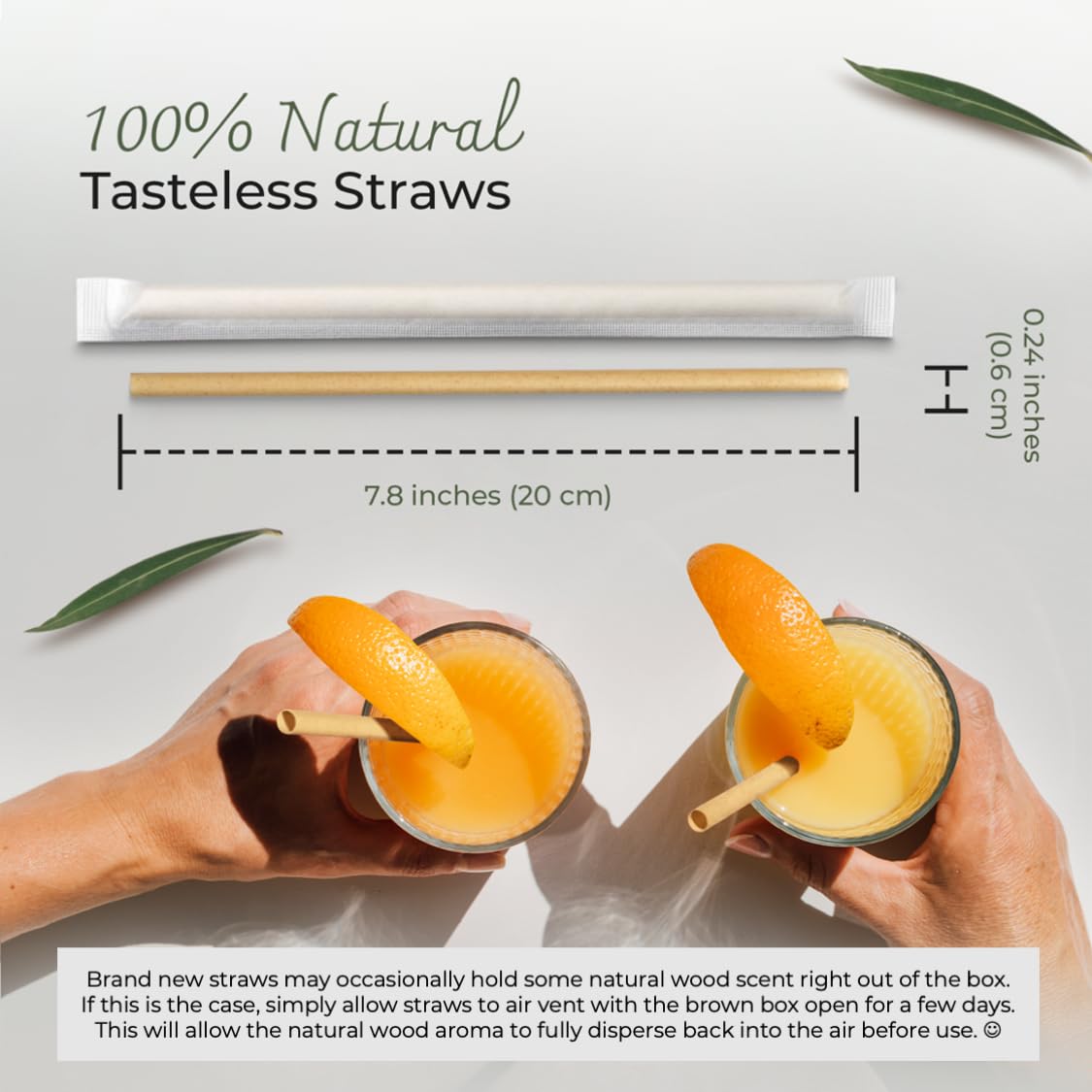 EcoPreps Biodegradable Sugarcane Straws, Plastic-Free Individually Wrapped Straws | 300 Count, 100% Compostable, Eco-Friendly Drinking Straw | 7.8” Sugar Fiber Disposable Straw, Packed in Paper Wrap