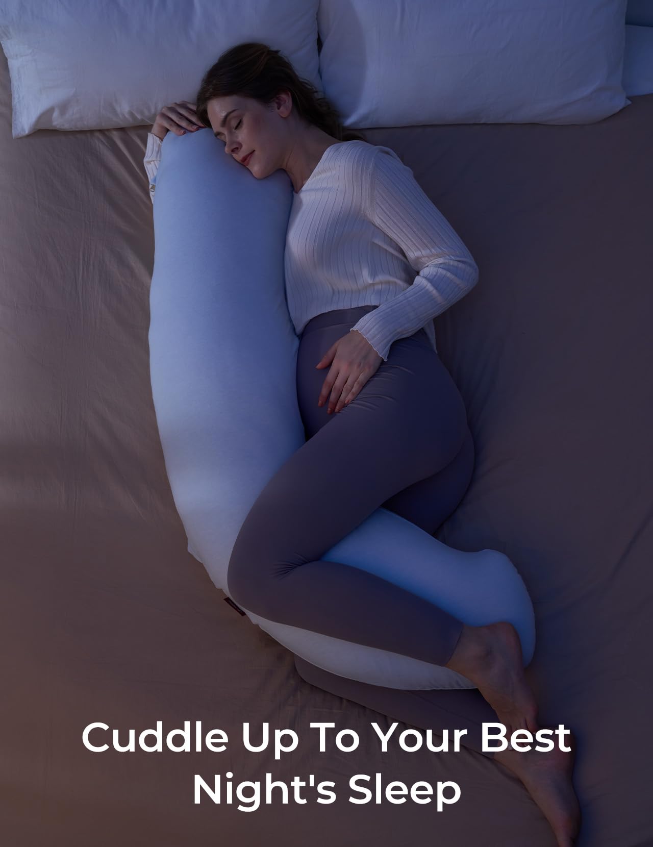 Momcozy Pregnancy Pillows for Side Sleeping, J Shaped Maternity Body Pillow for Pregnancy, Soft Pregnancy Pillow for Head Neck Belly Support, Blue