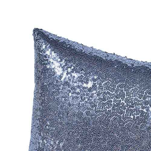 HoliSelear Multi-Size Glitzy Sequins Throw Pillow Cover Shining Bling Pillow Case 16 x 16 Inch for Decor Sofa Party Christmas Silver 2 Packs
