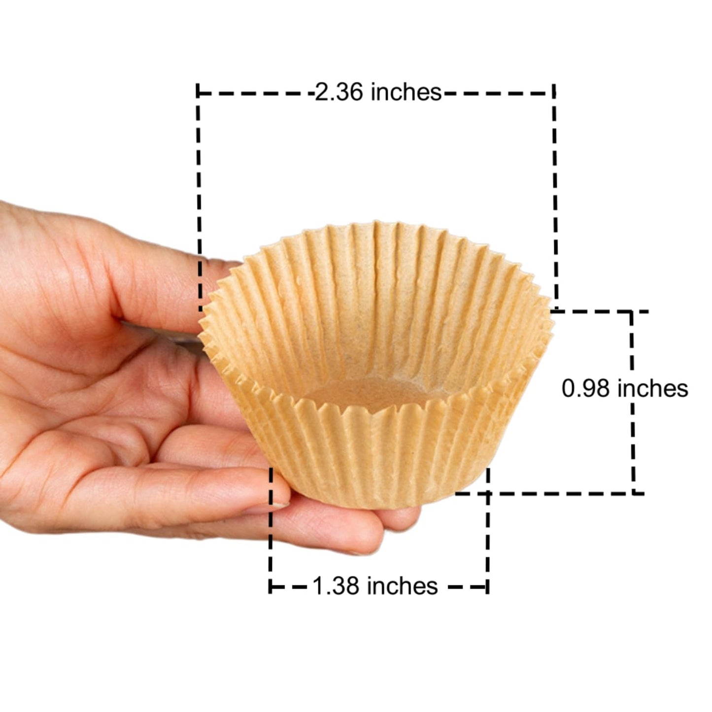 Prefer Green Non-stick 500 Count Mini Cupcake Liners for Baking, Natural, Food-grade Cupcake Wrapper, Greaseproof Parchment Muffin Liners,Baking Cups for Cupcakes, Muffins, Nuts