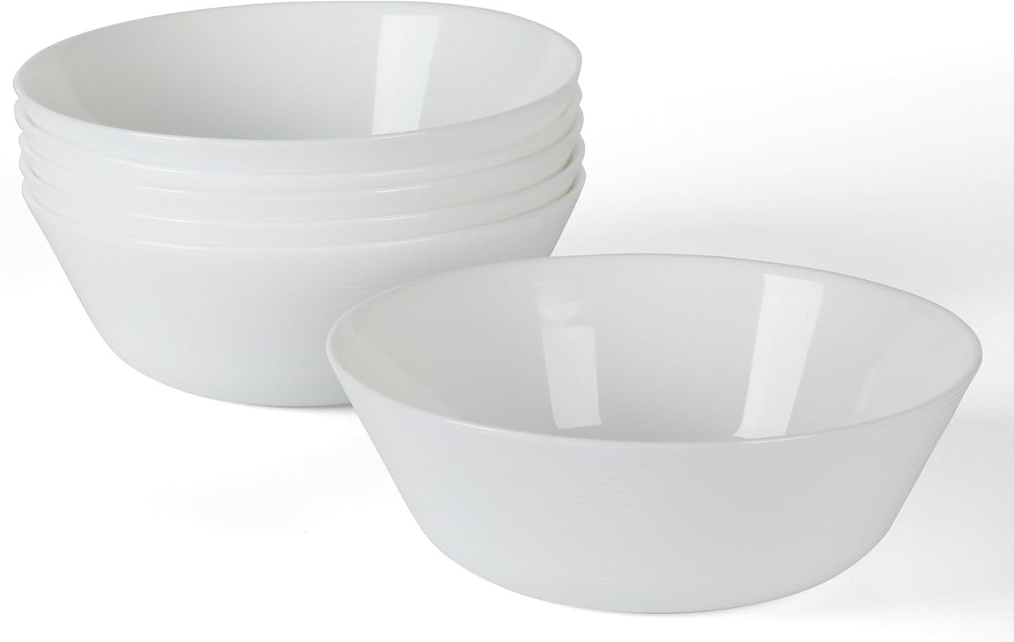 Martha Stewart Opalton 6-Piece Soup & Cereal Bowls - Lightweight, Chip-Resistant Opal Glass Set