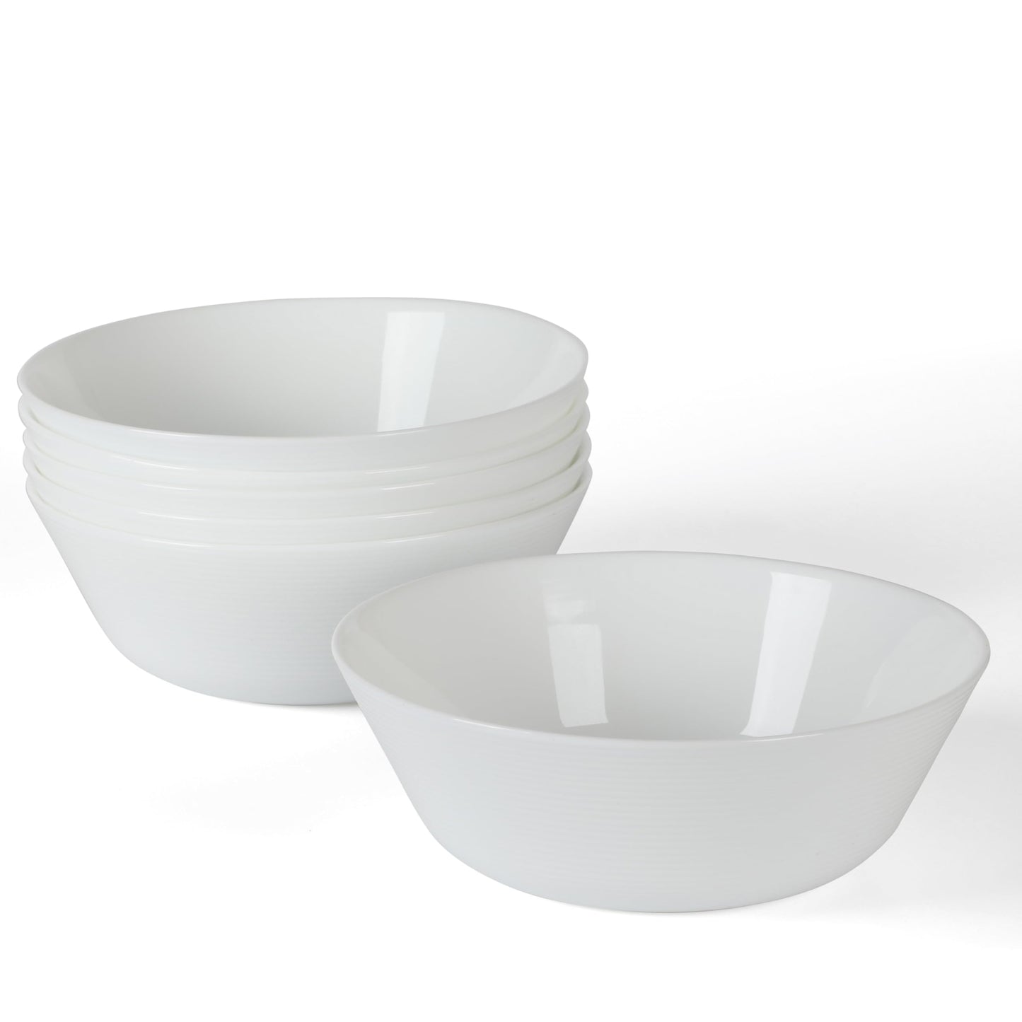 Martha Stewart Opalton 6-Piece 6-Inch Soup and Cereal Bowls – Lightweight, Chip and Break Resistant Opal Glass Bowls for Everyday Use