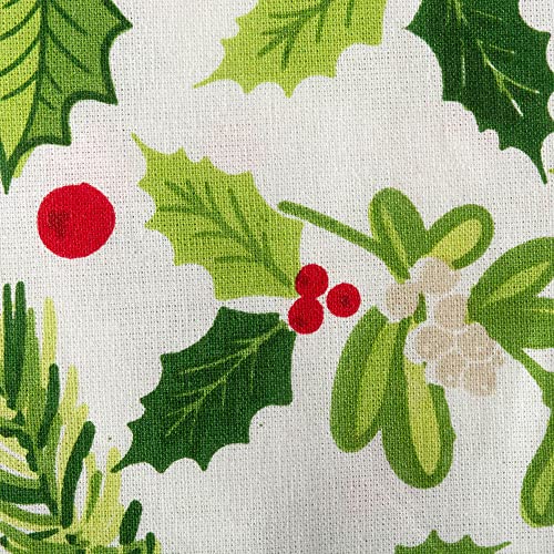 DII 20x20 Holiday Holly Boughs Napkin Set of 6 - Christmas Table Decor