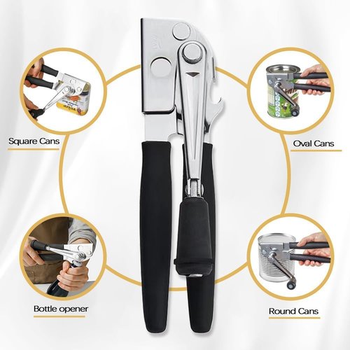 Easy-Grip Manual Can Opener by [Brand Name] - Ergonomic Hand Crank for Seniors & Arthritis | Heavy-Duty Design for Large Cans