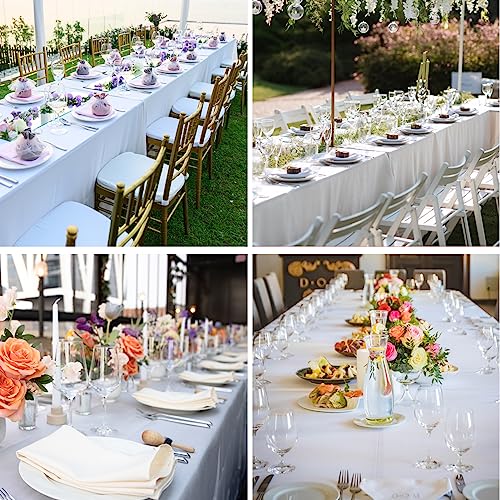 White Rectangle Tablecloth 90x156 Inch 6 Pack for 8ft Tables - Aocoz