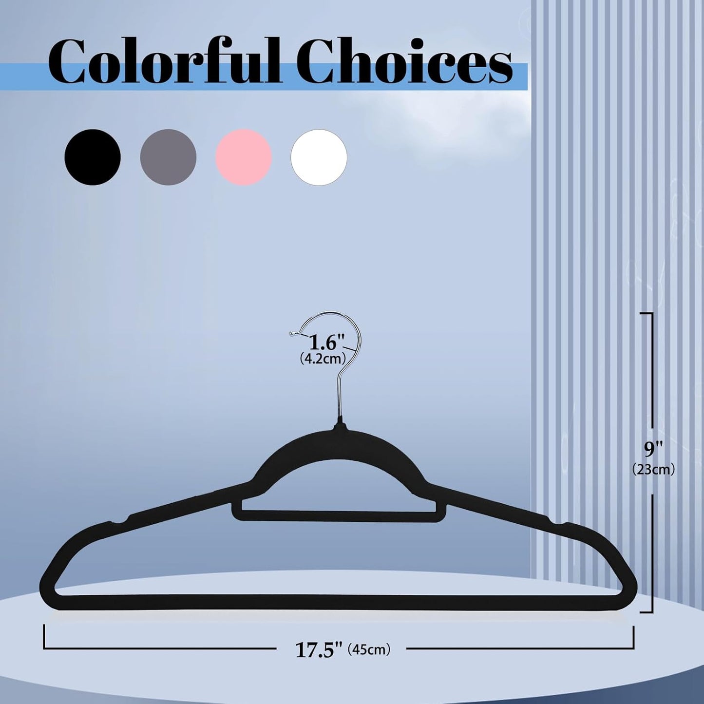 Smartor Black Velvet Hangers - 20 Pack Non-Slip Space-Saving Clothes Hangers with Tie Bar & Shoulder Notches