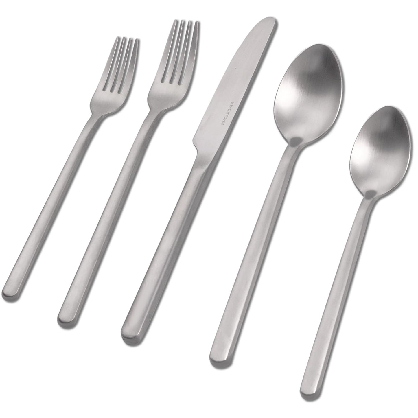 KINGSTONE Silverware Set, 20 Piece Flatware Cutlery Set for 4, 18/10 Stainless Steel Silverware Mirror Polished Dishwasher Safe for Home, Restaurant, Wedding, Party, Matte Silver