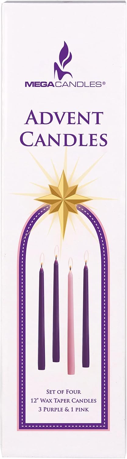 12-Inch Unscented Advent Candles Set - Hand-Poured Premium Wax Taper Candles for Christmas, Events & Gifts (4 pcs)