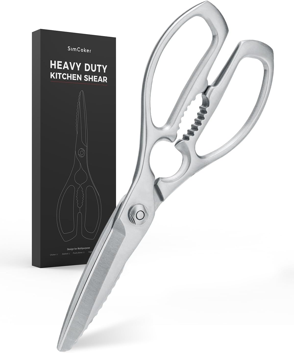 Skiennix Kitchen Scissors - Heavy Duty Forged Stainless Steel Shears | Dishwasher Safe for Meat & Vegetables
