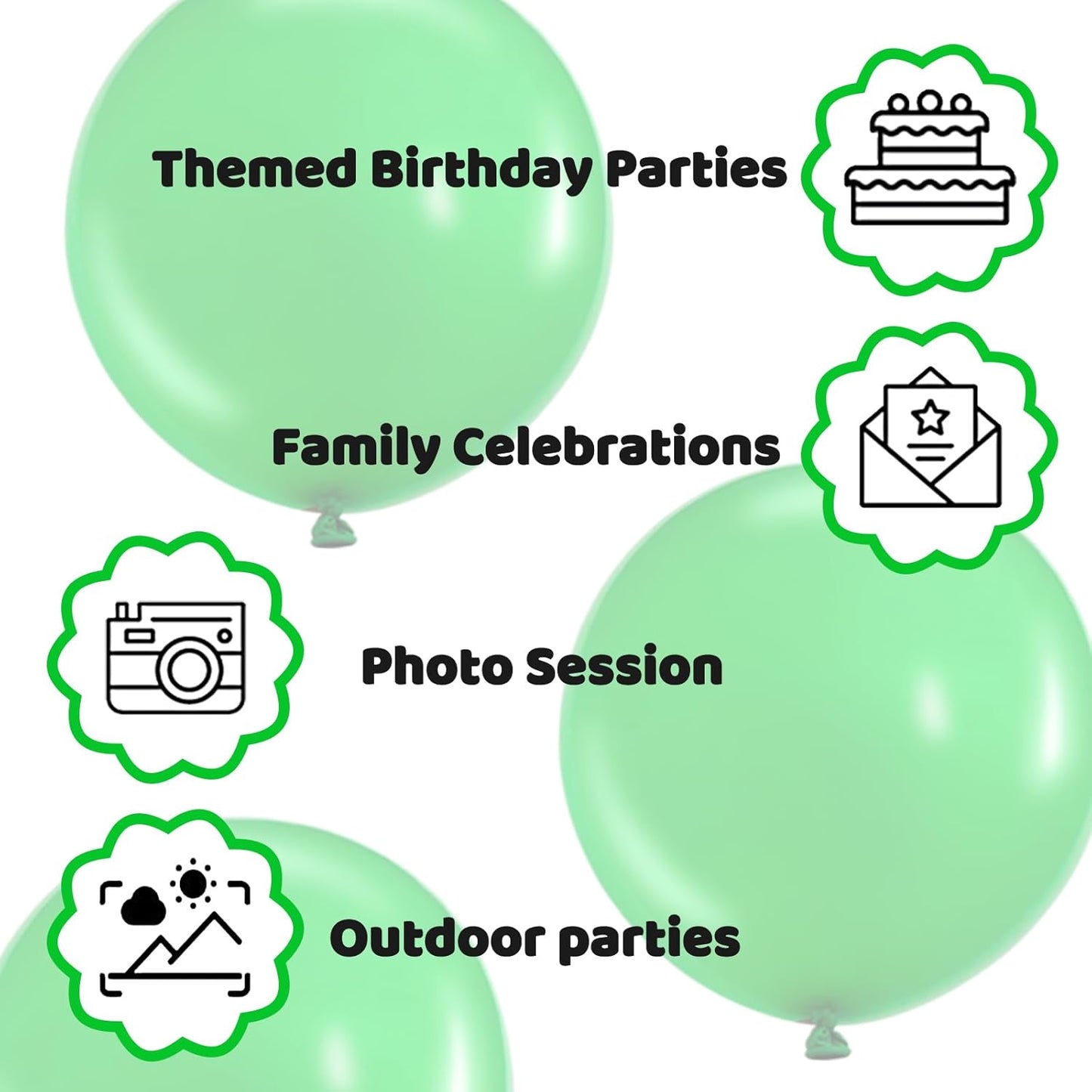 LEEZZIZZ Green Giant Balloons - 36 Inch Jumbo Latex Balloons | 9 Pack for Kids' Party & Wedding Decor