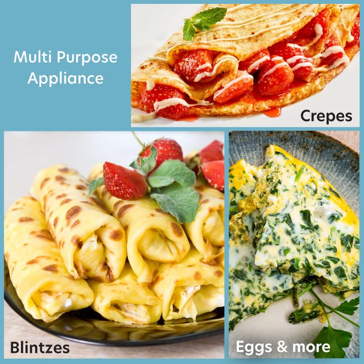 CucinaPro 12" Crepe Maker, Non-Stick Electric Griddle Pan w Batter