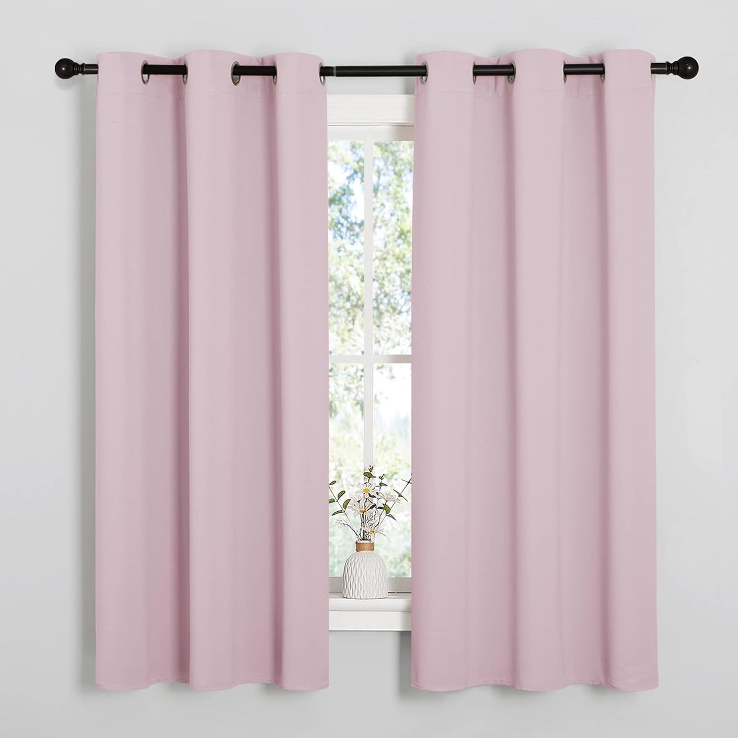 NICETOWN Baby Pink Blackout Curtains - Thermal Insulated Drapes for Office | 68" Length, 42" Wide, 2 Panels