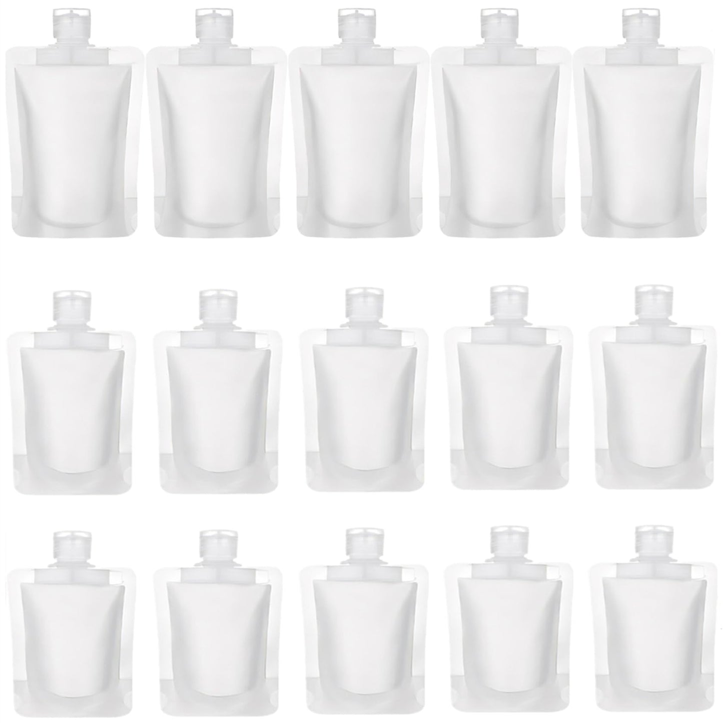 TUZAZO 15 Pack Travel Pouches for Toiletries, TSA Approved Travel Size Container, Refillable Empty Small Stand Up Travel Pouches for Shampoo Conditioner Lotion Soap Liquids