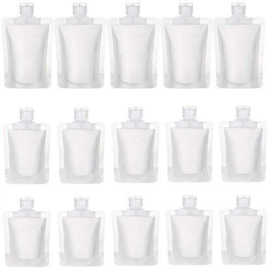 TUZAZO 15 Pack Travel Pouches for Toiletries, TSA Approved Travel Size Container, Refillable Empty Small Stand Up Travel Pouches for Shampoo Conditioner Lotion Soap Liquids