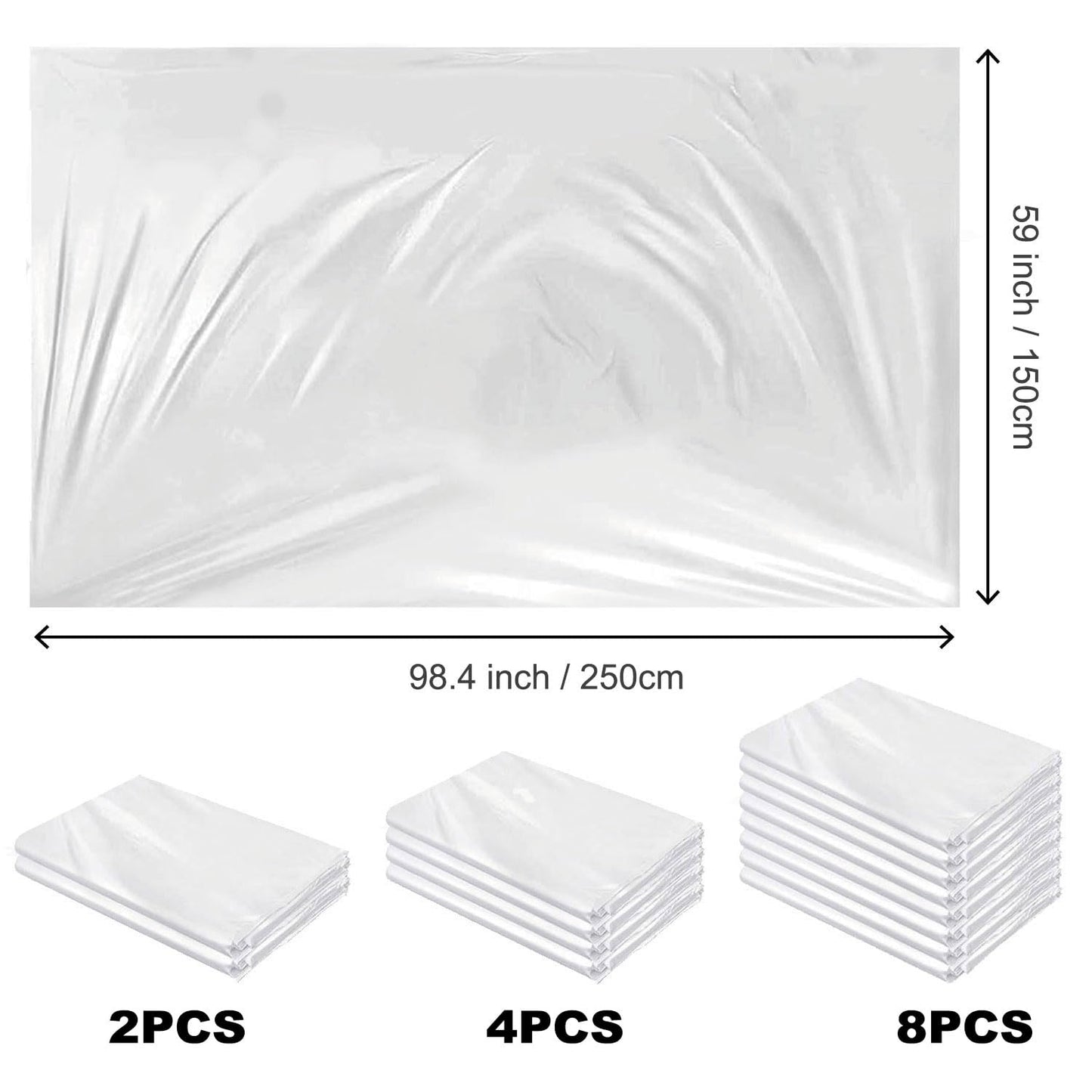 Balloon Transport Bags 8 Pack - 98.4"x59" Heavy-Duty Reusable Clear Plastic Bags for Large Inflated Balloons, Balloon Arch Storage, Party Decoration Supplies