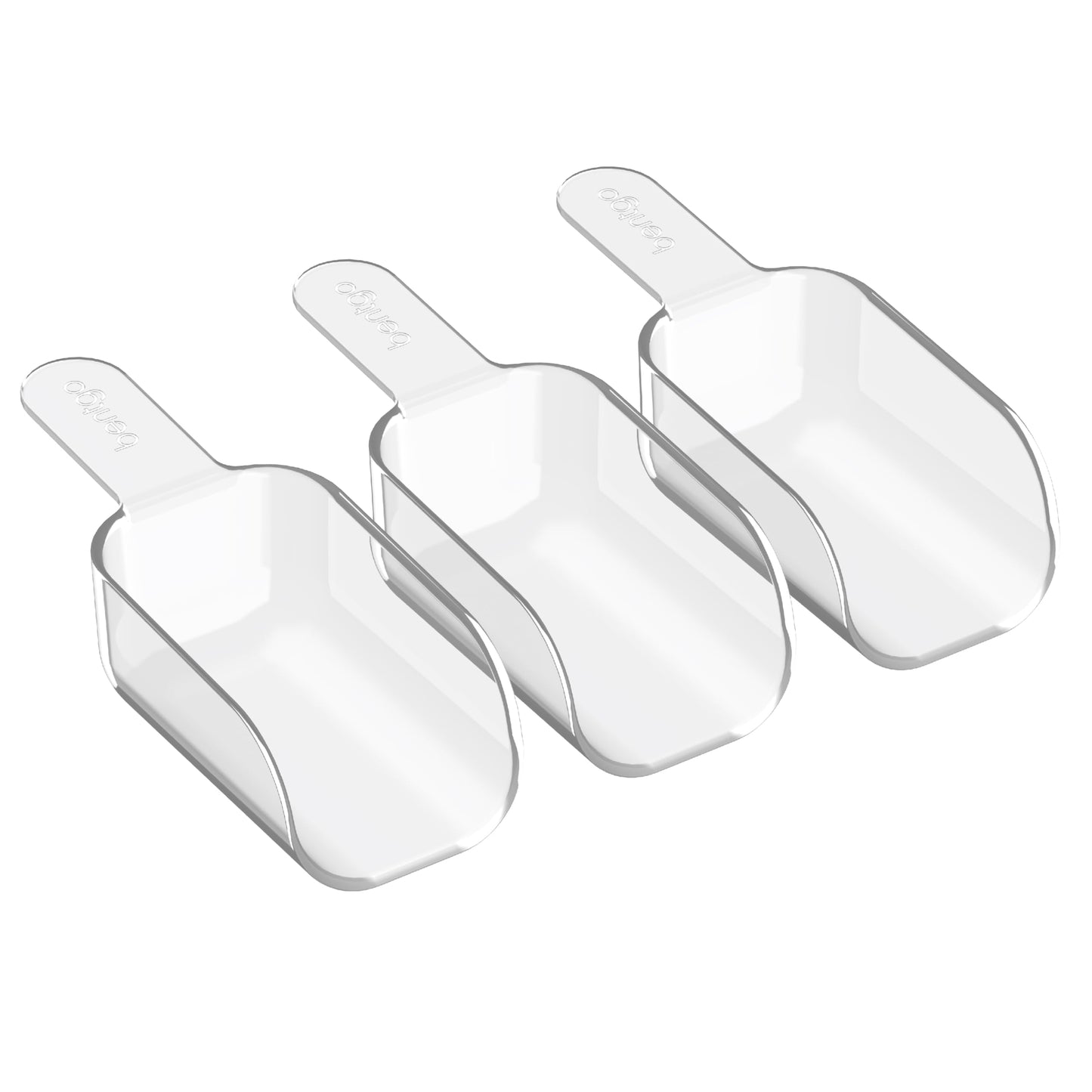 Bentgo Pantry - 3-Piece All Purpose Scoop Set, 1/2 Cup (4 oz) Spoon, Clear & Lightweight, Ideal for Scooping Flour, Sugar, Coffee, Candy, & More for Kitchen and Pantry Containers (Clear)
