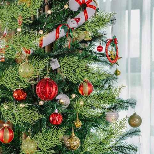 SITUMEIZI 50 Pcs Artificial Pine Sprigs Faux Christmas Greenery Stems 14 Inches Picks Christmas Pine Branches Cypress Plastic Decor for Wreath Craft DIY Holiday Decorations(50,Green)