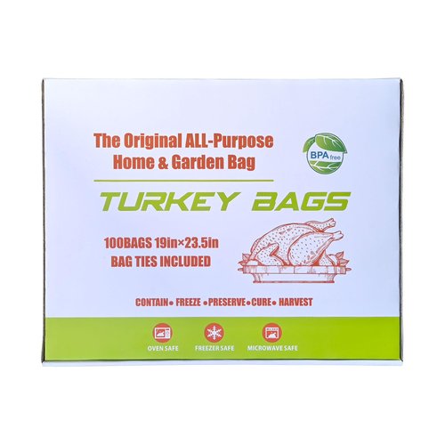 EDYCARX Nylon Turkey Bags 19" x 23.5", 100 Pack, 5 Gallon Multi-Purpose Oven Bags for Cooking Baking & Harvesting, Smell Proof, Oven Cooking Safe